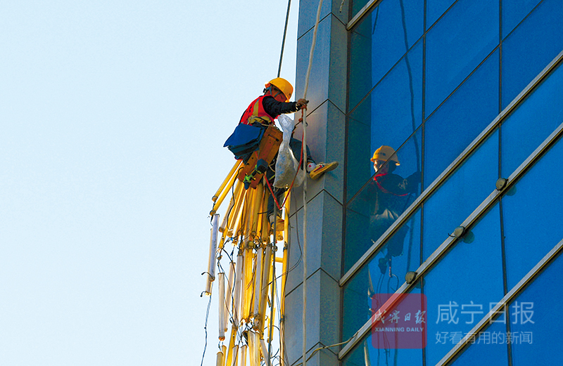 图文：“蜘蛛人”让城市流光溢彩